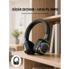 Mey İthalat® Bluetooth 5.3 Rainbow Işıklı Kulak Üstü Kablosuz Kulaklık Yeni Nesil
