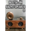 Mey İthalat® Bluetooth Hoparlör Ahşap Klasik Retro Gramofon Bluetooth Müzik Kutusu