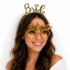 Mey İthalat® Bride Yazılı Gold Taç ve Parti Gözlüğü Seti