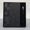 Mey İthalat®  Desenli Siyah Deri Defter Kalem Set