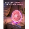 Mey İthalat® Gece Lambalı Renk Değiştiren Masaüstü Fan