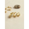 Mey İthalat® Gold Renk 3 lü Zirkon Taşlı Halka Küpe Set