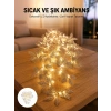 Mey İthalat® Gümüş Yaprak Tasarımlı LED Işık Pilli Ev ve Vitrin Dekoru