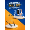 Mey İthalat® Kablolu Bluetooth Kulaklık ve Kadınlara Özel Bileklik Hediyeli Yeni Nesil Akıllı Saat 3 Kordonlu