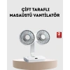 Mey İthalat® Kablosuz USB Şarjlı 720° Döner Masaüstü Fan – Çift Taraflı Serinlik ve Gece Lambası