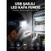 Mey İthalat® Kafa Lambası Led Fener Pratik Taşınabilir Ayarlanabilir USB Şarjlı