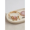 Mey İthalat® Kalp Model Gold Renk Pembe Charmlı Bileklik
