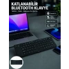 Mey İthalat® Katlanabilir Bluetooth Klavye 3 Cihaz Bağlantılı Kablosuz Taşınabilir Klavye