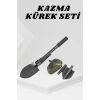 Mey İthalat® Katlanabilir Kamp Küreği Küçük Kazma Kürek Seti Pusulalı