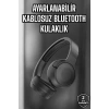 Mey İthalat® Kulak Üstü Kablosuz Bluetooth Kulaklık Gürültü Önleyici Uzun Şarj Süreli
