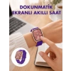 Mey İthalat® Pembe Mor ve Metal Kordonlu Akıllı Saat Hediye Seti