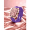 Mey İthalat® Pembe Mor ve Metal Kordonlu Akıllı Saat Hediye Seti
