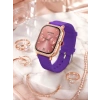 Mey İthalat® Pembe Mor ve Metal Kordonlu Akıllı Saat Hediye Seti