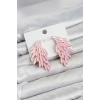 Mey İthalat® Pembe Renk Kristal Taşlı Kanat Küpe