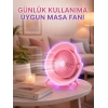 Mey İthalat® Renkli Ambiyans Işıklı Taşınabilir Masaüstü Vantilatör
