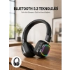 Mey İthalat® Renkli Işık Efektli Bluetooth 5.3 Müzik Kulaklığı Yeni Nesil