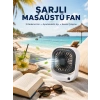 Mey İthalat® Şarjlı Masaüstü Fan 3 Kademeli Hız Ayarlı Güçlü Hava Akışı