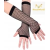 Mey İthalat® Siyah Renk Uzun File Eldiven - Örgü Eldiven Siyah Renk
