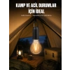 Mey İthalat® Taşınabilir Askılı Ampul Kamp Lambası Askılı Type-C Şarjlı Bahçe Lambası