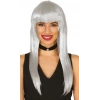 Platin Gri Gümüş Renk Uzun Parti Peruğu Uzun Takma Peruk