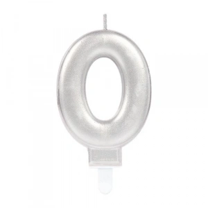 0 Rakam Mum Gümüş Renk