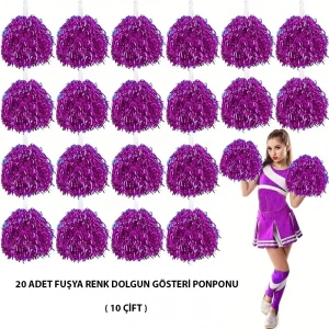 10 Çift ( 20 Adet ) Mor Renk 23 Nisan 19 Mayıs 29 Ekim Okul Gösteri Ponponları
