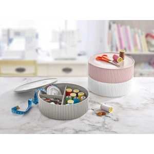 3 Gözlü Saklama Kabı Dikiş Ve Takı Kutusu - Beyaz