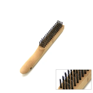 Ahşap Saplı Tel Fırça 4 Sıralı