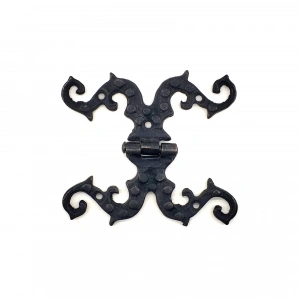 Antika Tarz Dekoratif Pirinç Süslü Menteşe - 100x90 Mm, Oksit