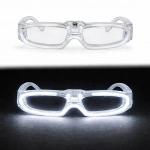 Beyaz Led Işıklı Parti Gözlüğü 3 Modlu – Glow & Gece Eğlence Gözlüğü