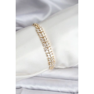 BFS 14K Gold Renk Kaplama Başak Model Zirkon Taşlı CM Kadın Bileklik