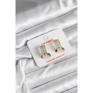 BFS 14K Gold Renk Kaplama Zirkon Taşlı CM Kadın Küpe