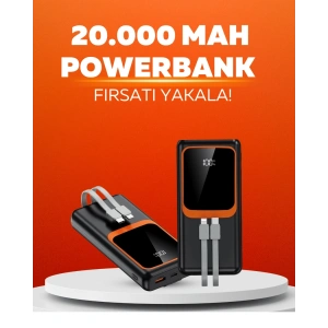 BFS 20.000 mAh Powerbank – 22.5W Hızlı Şarj, Çok Kablolu, Dijital Göstergeli