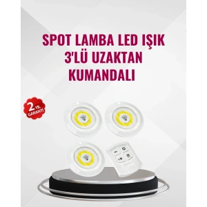BFS 3 Lü Pilli Kablosuz Led Spot Lamba Seti Kumandalı Kolay Montaj Aydınlatma