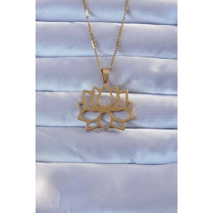 BFS 316L Altın Renk Lotus Kolye