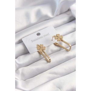 BFS 316L Çelik Altın Renk Geometrik Yonca Model Küpe