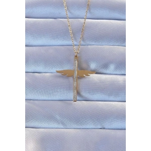 BFS 316L Çelik Altın Renk Zirkon Taşlı Mikail Kolye