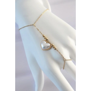 BFS 316L Çelik Gold Renk Beyaz Bubble Kalp Tasarımlı Şahmeran