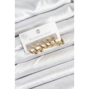 BFS 316L Çelik Gold Renk Kadın Küpe Seti
