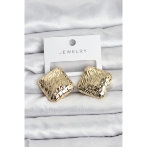 BFS 316L Çelik Gold Renk Kare Vintage Kadın Küpe