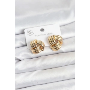 BFS 316L Çelik Gold Renk Sarmal Model Kadın Küpe
