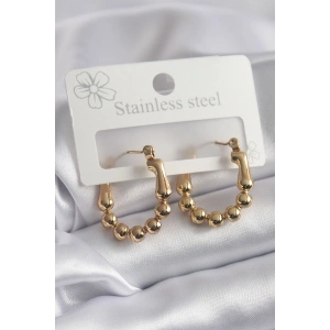 BFS 316L Çelik Gold Renk Topçuk Halka Model Kadın Küpe