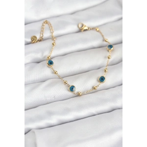 BFS 316L Çelik Gold Renk Topçuklu Nazar Model Kadın Bileklik