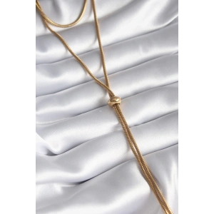 BFS 316L Çelik Gold Renk Tüp Zincir Asansör Model Kadın Kolye