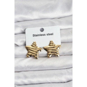 BFS 316L Çelik Gold Renk Yıldız Model Kadın Küpe