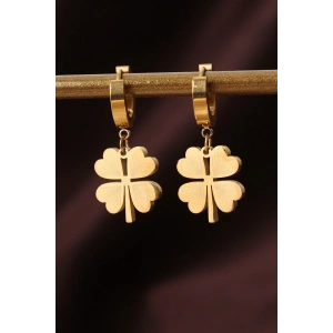 BFS 316L Çelik Gold Renk Yonca Küpe