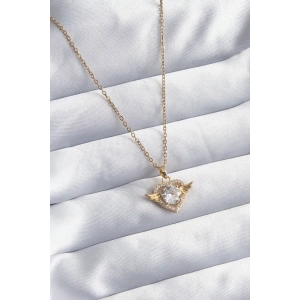 BFS 316L Çelik Gold Renk Zincir Zirkon Taşlı Kalp Model Kadın Kolye