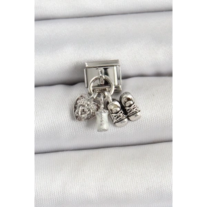 BFS 316L Çelik Gümüş Renk Bebek Konsept Nomination Charm