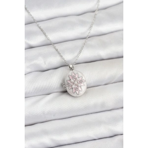 BFS 316L Çelik Gümüş Renk Pembe Lotus Model Kadın Küpe