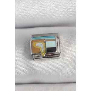 BFS 316L Çelik Gümüş Renk Renkli Portre Model Nomination Charm